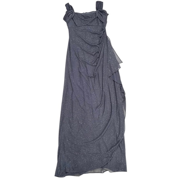 Alex Evenings cold shoulder side slit draped metallic gown 6 - Picture 1 of 16